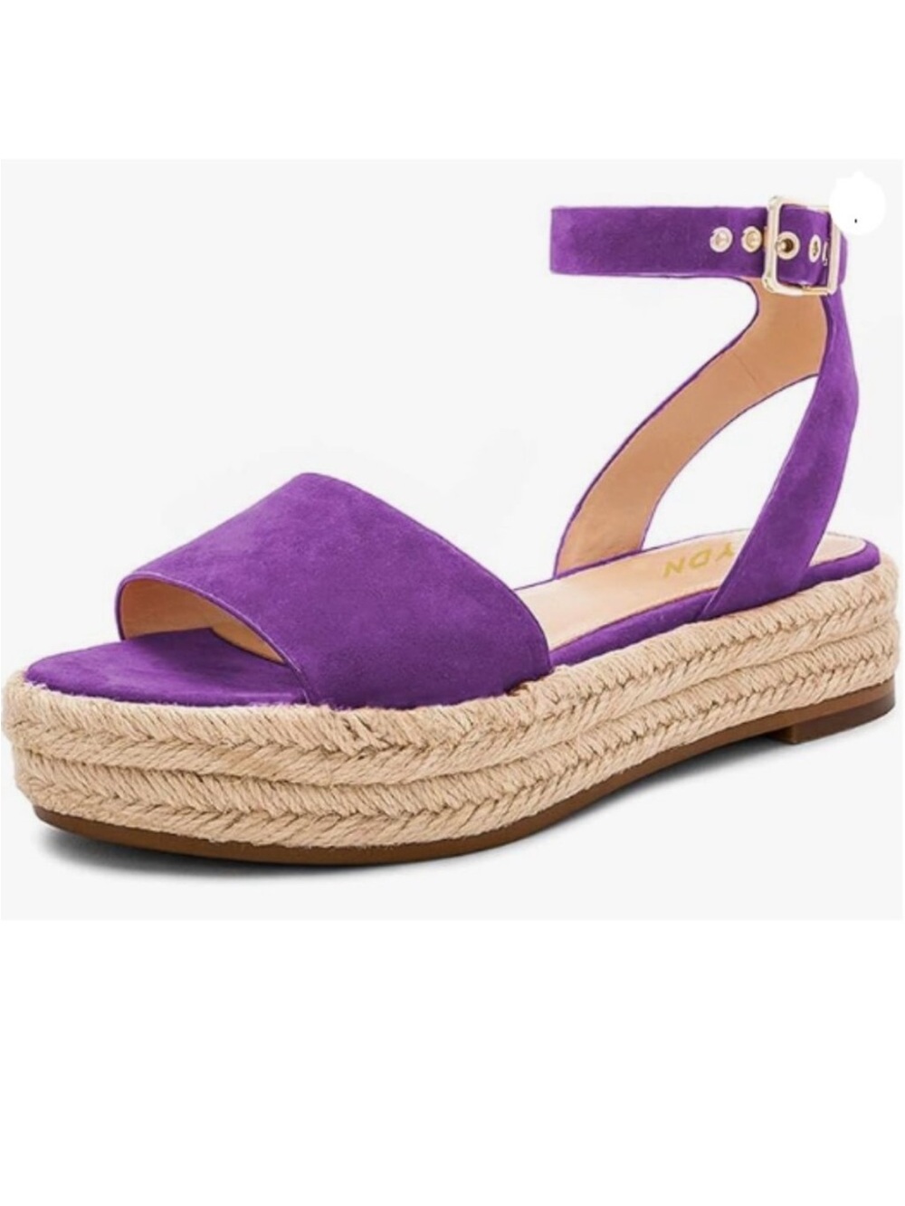 YDN Purple Suede Espadrille Platform Sandal with Ankle Strap